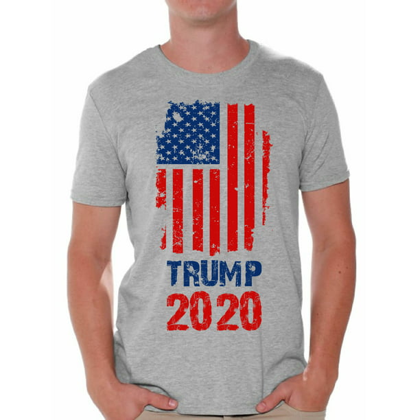 Mens T-Shirts Build The Wall Trump 2020 Soft Cotton Outdoor Short Sleeve T-Shirt 